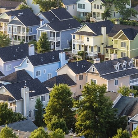 aerial shot of neighborhood