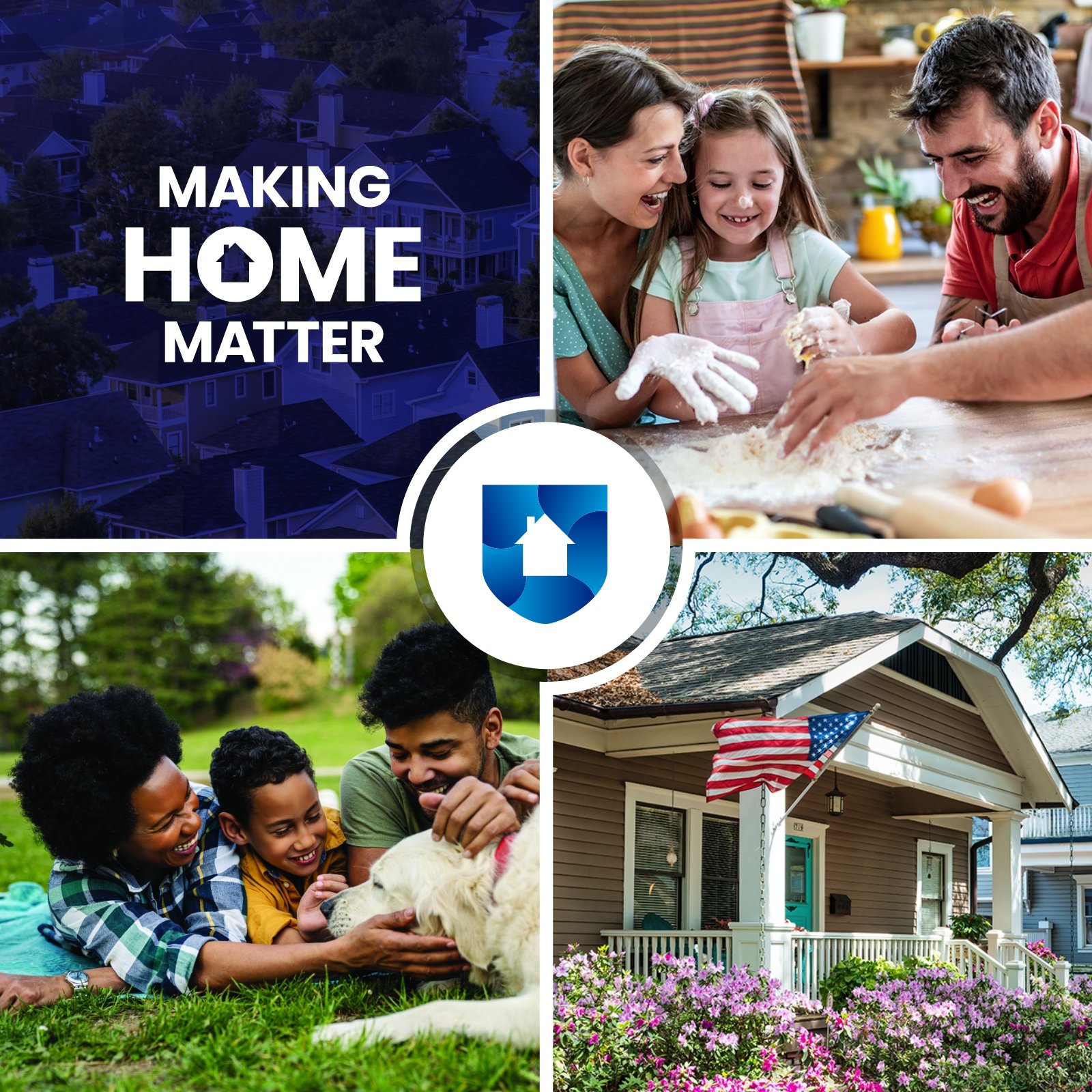 Collage of Making Home Matter with happy families and homes