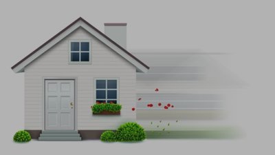 Graphic of a house zooming from right to left